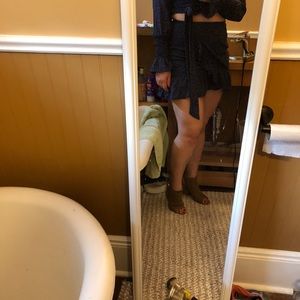 NWT Two Piece Navy Polka Dot